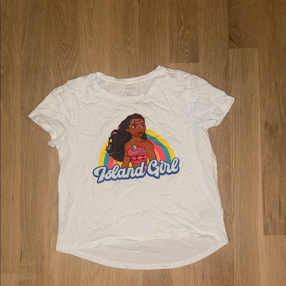 Old Navy White 'Island Girl' Graphic Tee with Rainbow